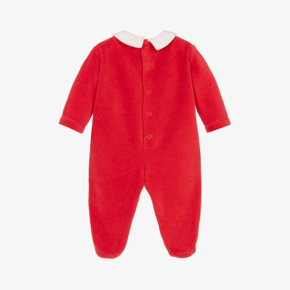 Everything Must Change-Boys Velour Red Bear Sleepsuit | Childrensalon Outlet