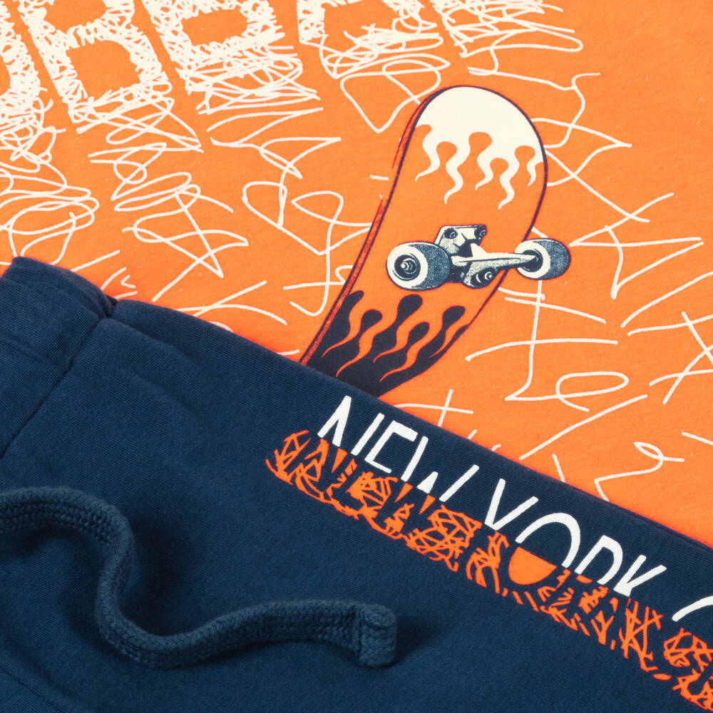 Everything Must Change-طقم رياضي نابض بالحياة للأولاد باللون البرتقالي والأزرق | Childrensalon Outlet