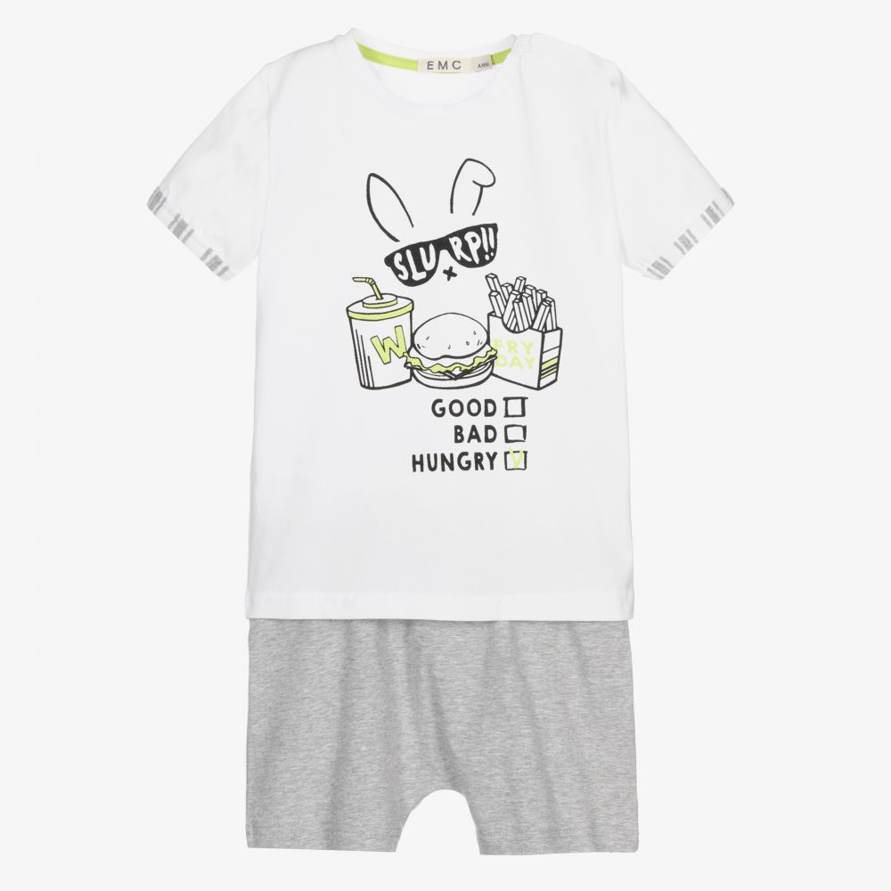 Everything Must Change - Boys White & Grey Shorts Set | Childrensalon