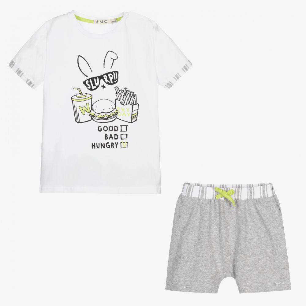 Everything Must Change-Boys White & Grey Shorts Set | Childrensalon Outlet