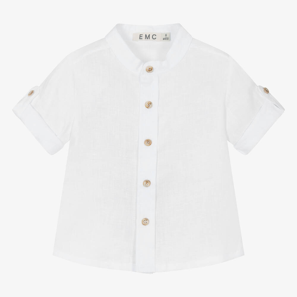 Everything Must Change-Boys White Linen Collarless Shirt | Childrensalon Outlet