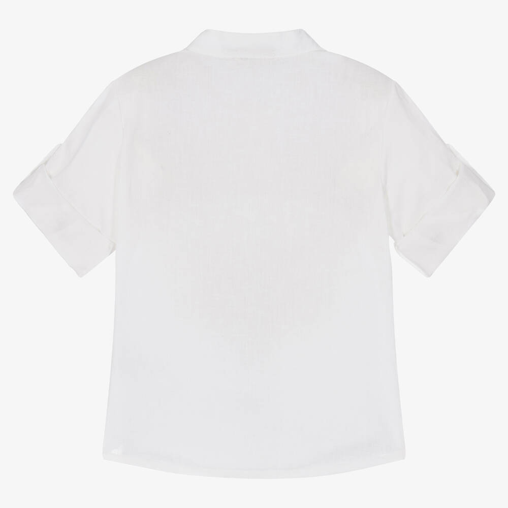 Everything Must Change-Boys White Linen & Cotton Shirt  | Childrensalon Outlet