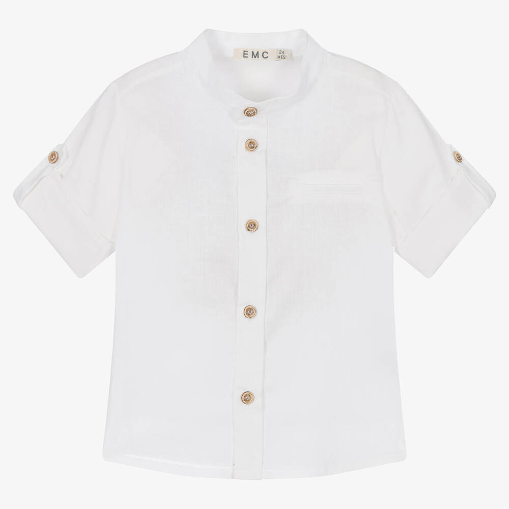 Everything Must Change-Boys White Linen & Cotton Shirt  | Childrensalon Outlet