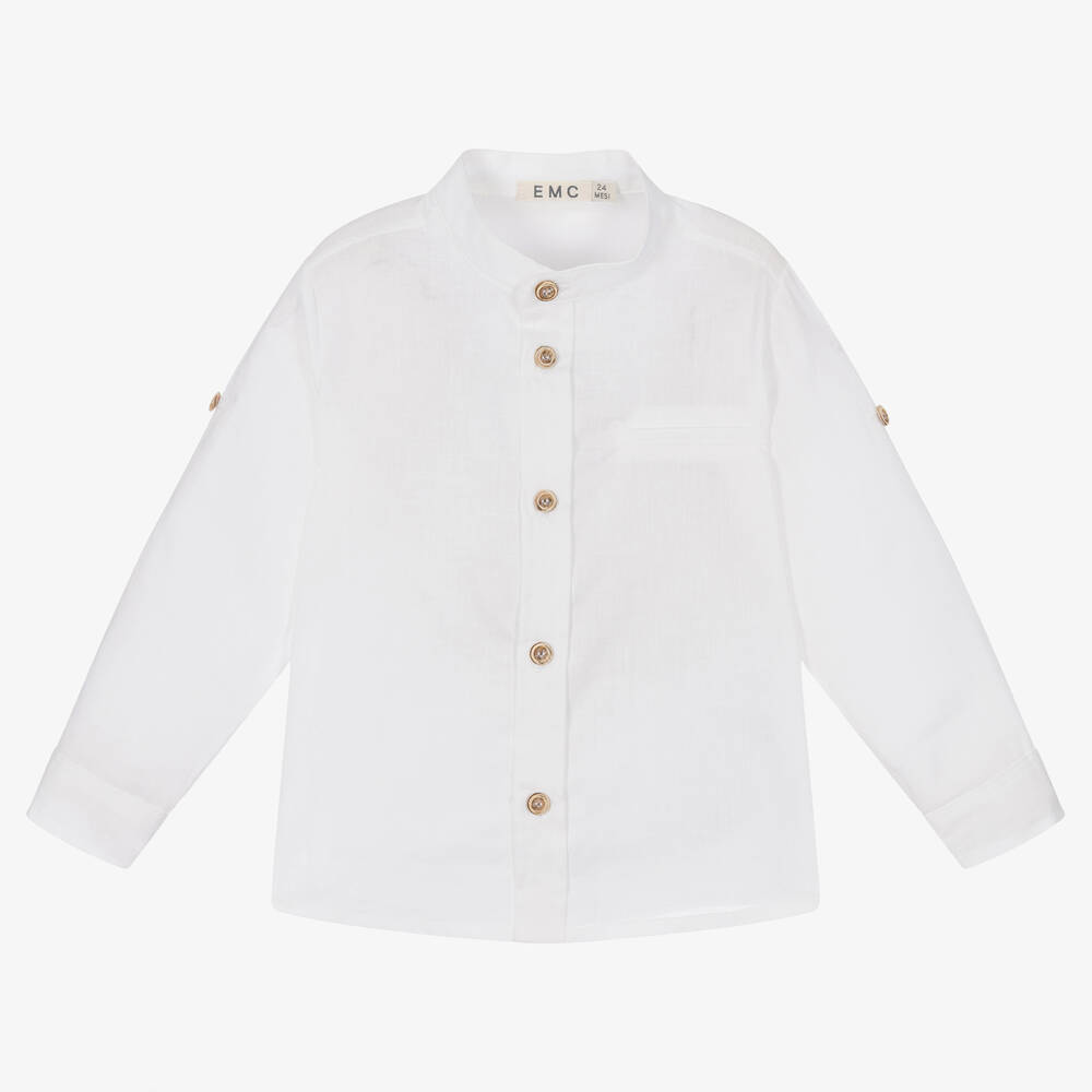 Everything Must Change-Boys White Linen & Cotton Shirt  | Childrensalon Outlet