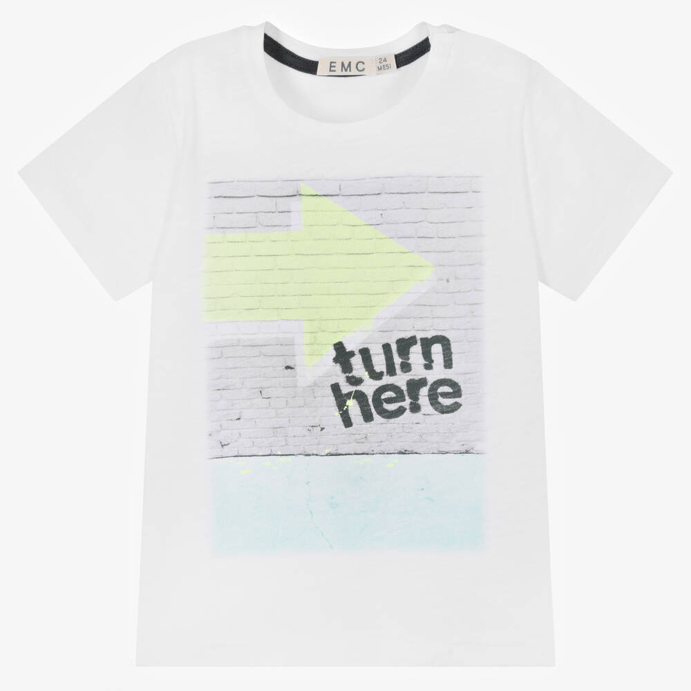 Everything Must Change - Boys White Marl Cotton T-Shirt | Childrensalon