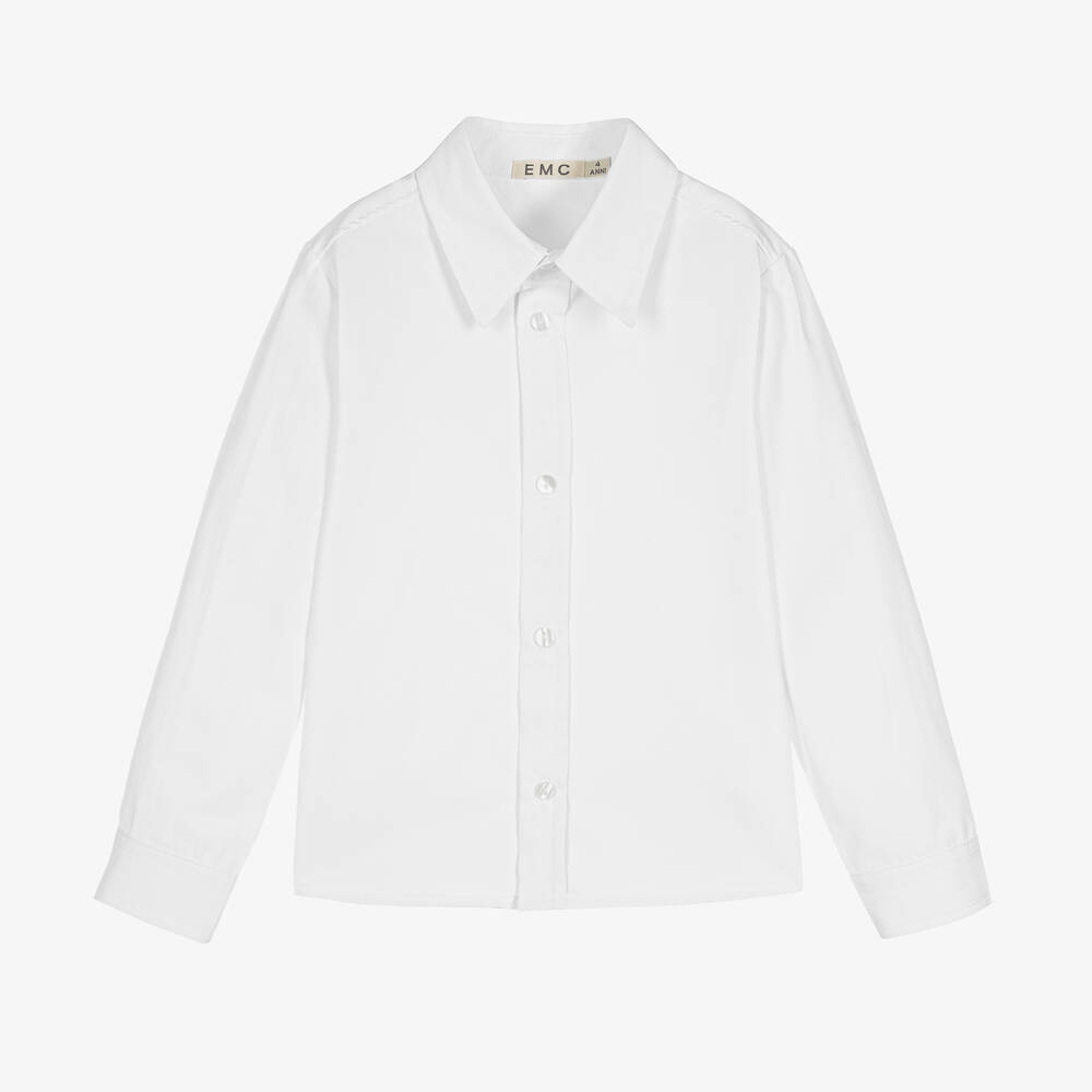 Everything Must Change - Boys White Ribbed Cotton Shirt | Childrensalon