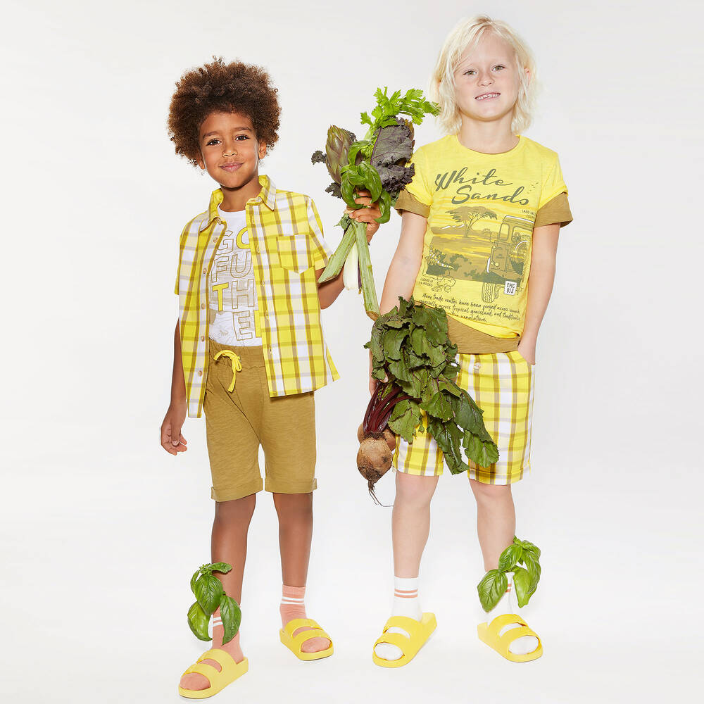 Everything Must Change-Boys Yellow Check Shorts | Childrensalon Outlet
