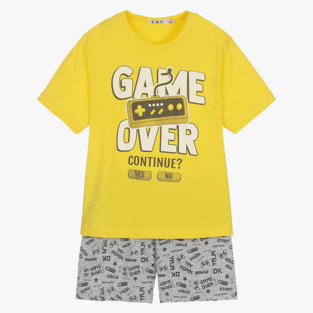 Everything Must Change-Короткая желто-серая пижама из хлопка | Childrensalon Outlet