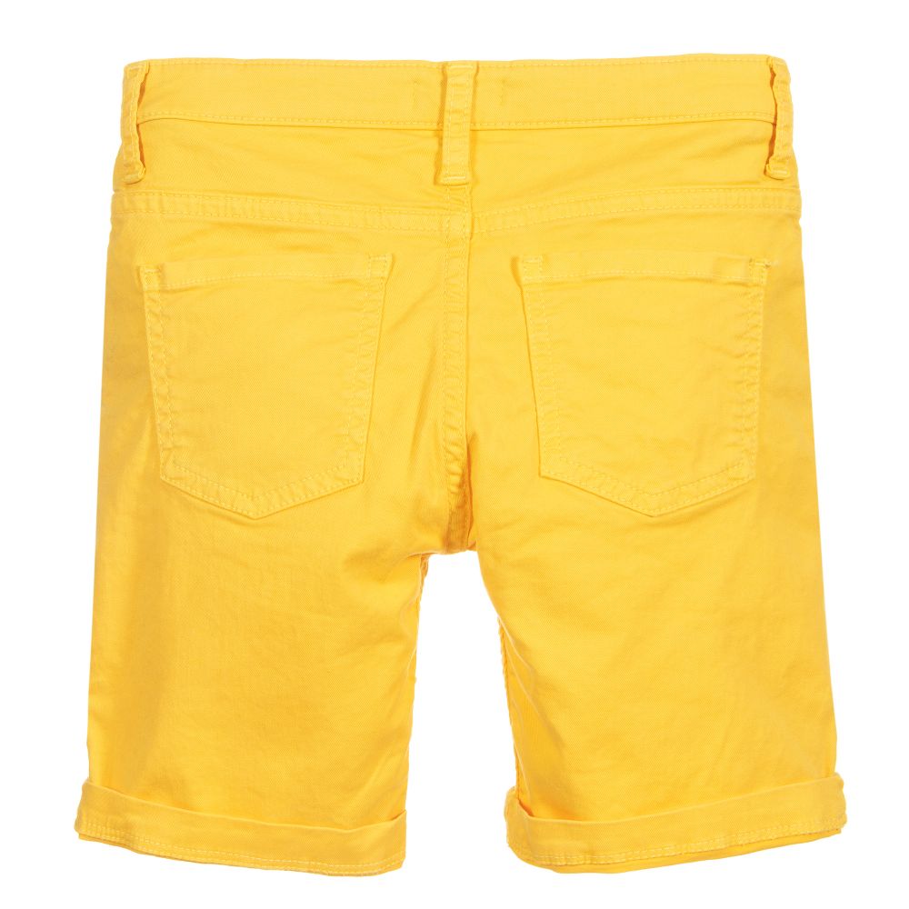 Mens yellow shop denim shorts