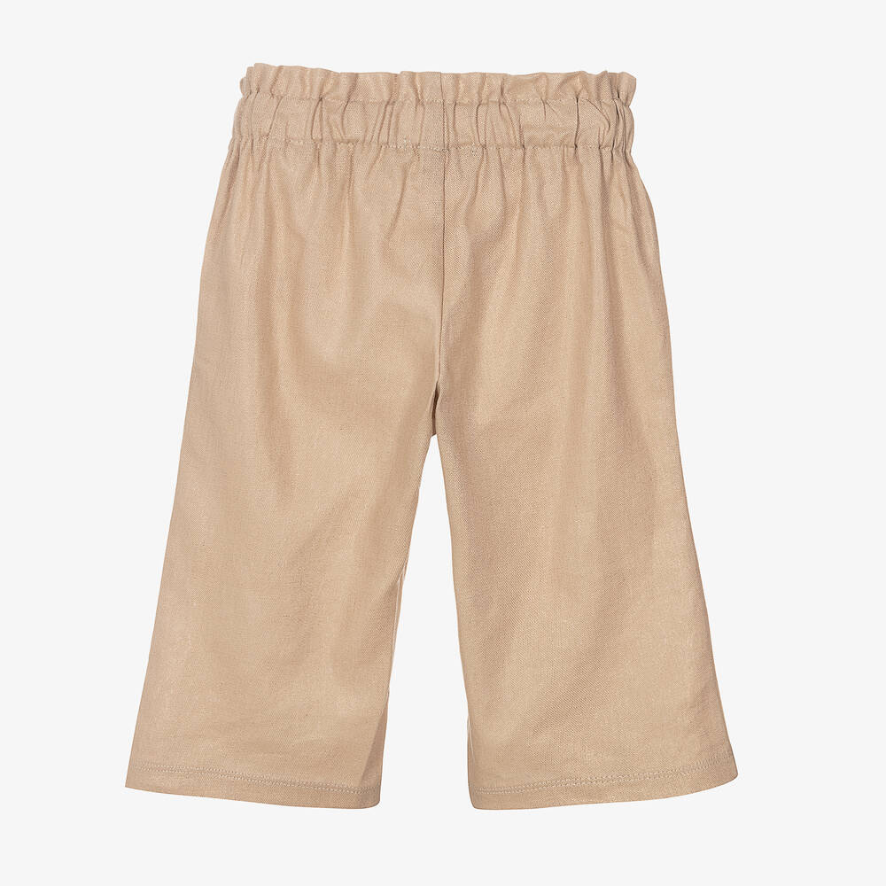 Everything Must Change-Girls Beige Linen & Lurex Trousers | Childrensalon Outlet