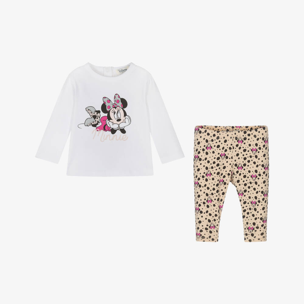 Everything Must Change-Girls Beige & White Minnie Outfit | Childrensalon Outlet