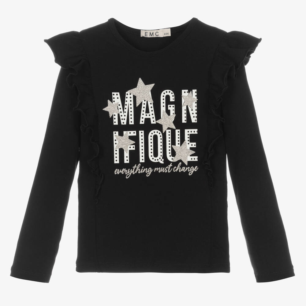 Everything Must Change - Girls Black Cotton Jersey Top | Childrensalon