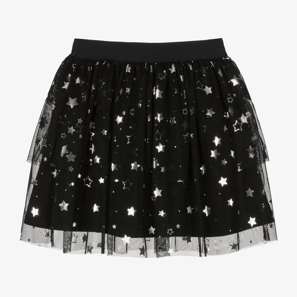 Elastic waist black tulle skirt online
