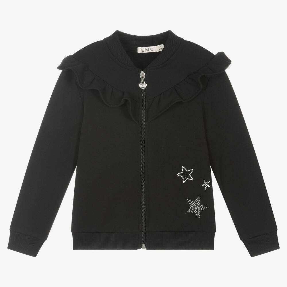 Girls Black Zip Up Top