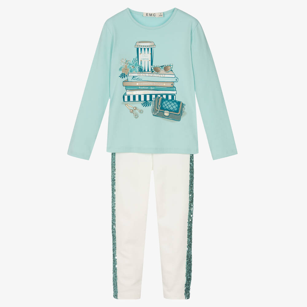 Everything Must Change-Голубой топ и легинсы из хлопка для девочек | Childrensalon Outlet