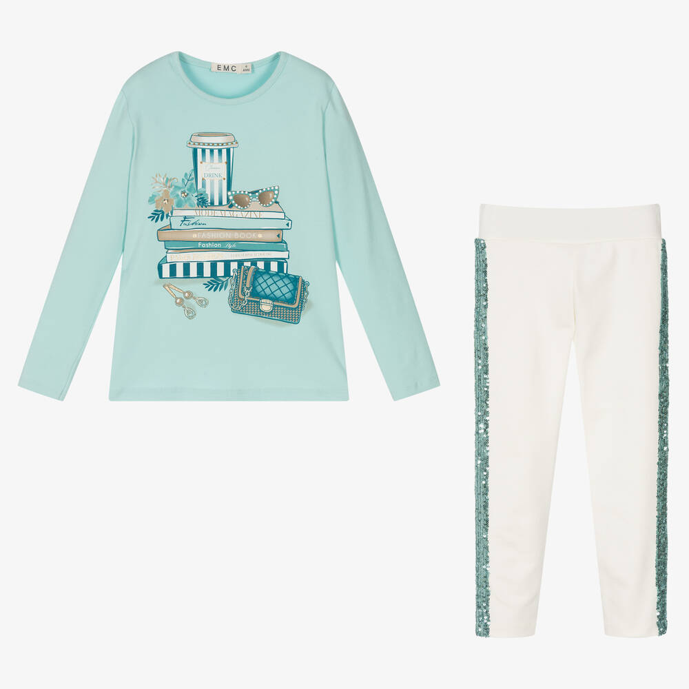 Everything Must Change-Girls Blue Cotton Leggings Set | Childrensalon Outlet