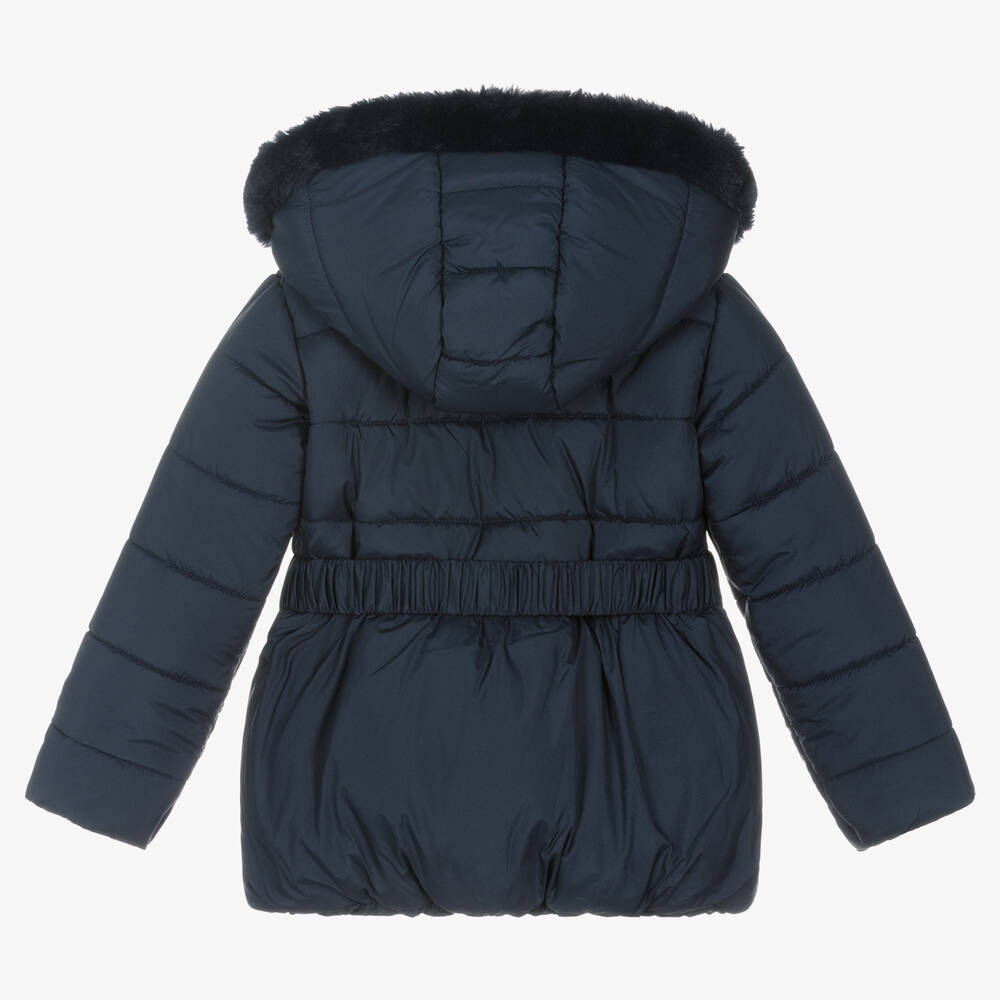 Everything Must Change-Girls Blue Hooded Puffer Coat | Childrensalon Outlet