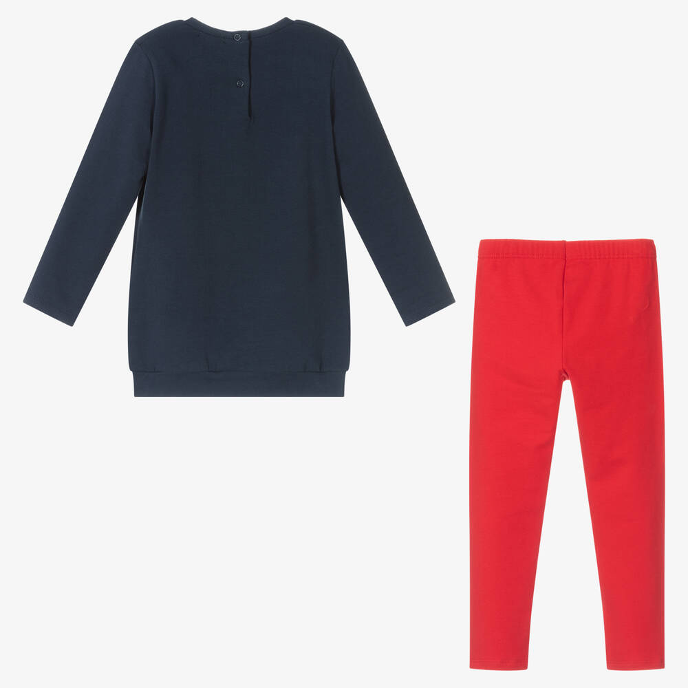 Everything Must Change-طقم ليغنغز أطفال بناتي قطن جيرسي لون كحلي وأحمر | Childrensalon Outlet