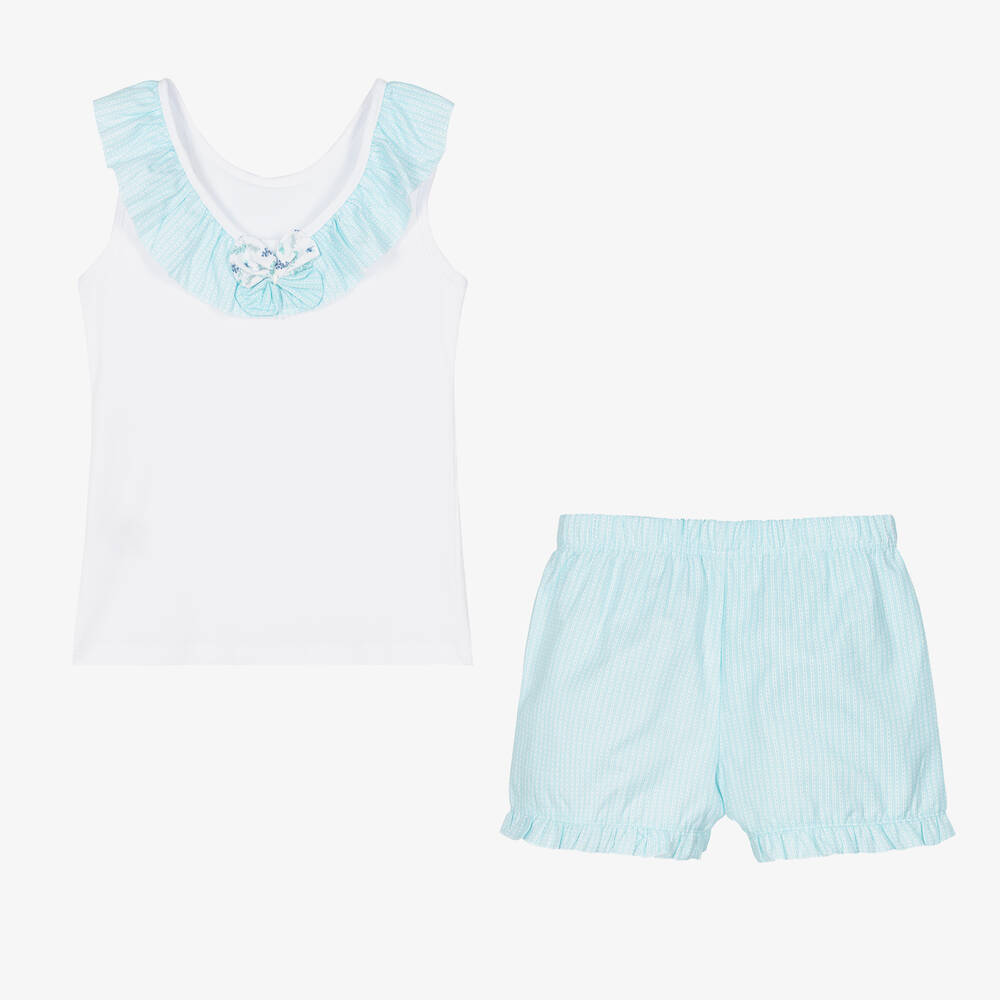 Everything Must Change-Girls Blue & White Cotton Shorts Set | Childrensalon Outlet