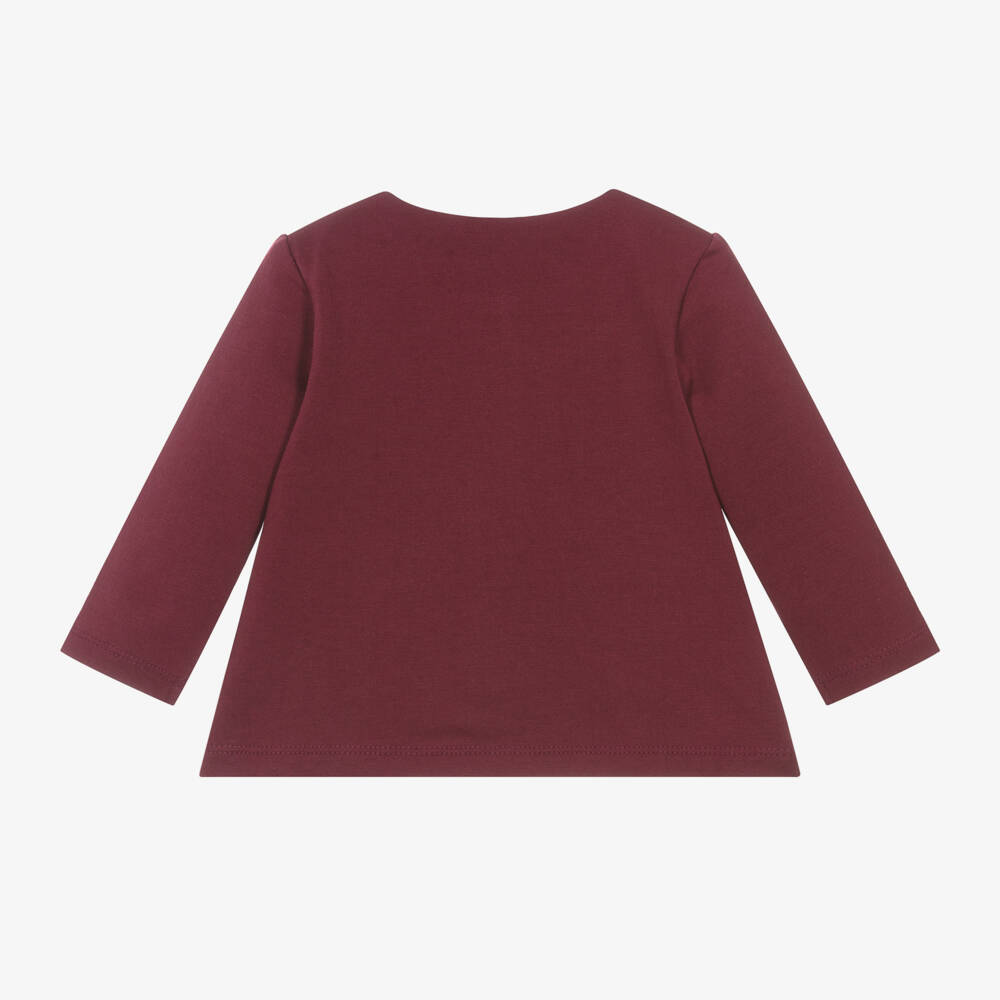 Everything Must Change-Girls Burgundy Cotton Knit Cardigan | Childrensalon Outlet