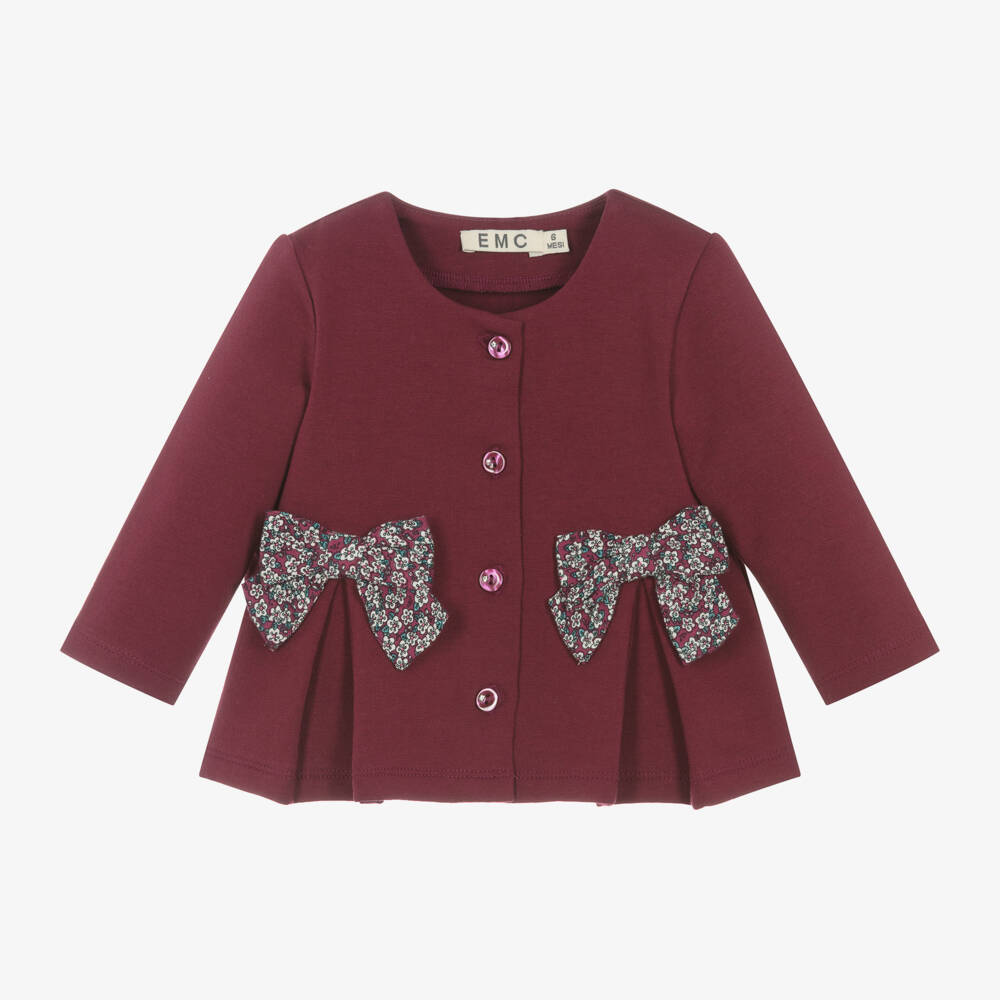 Everything Must Change-Girls Burgundy Cotton Knit Cardigan | Childrensalon Outlet