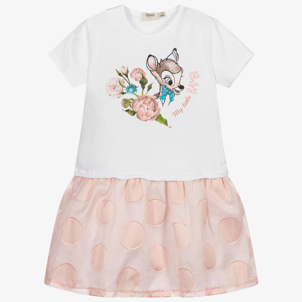 Everything Must Change-فستان قطن وبولي مبطن لون أبيض وزهري | Childrensalon Outlet