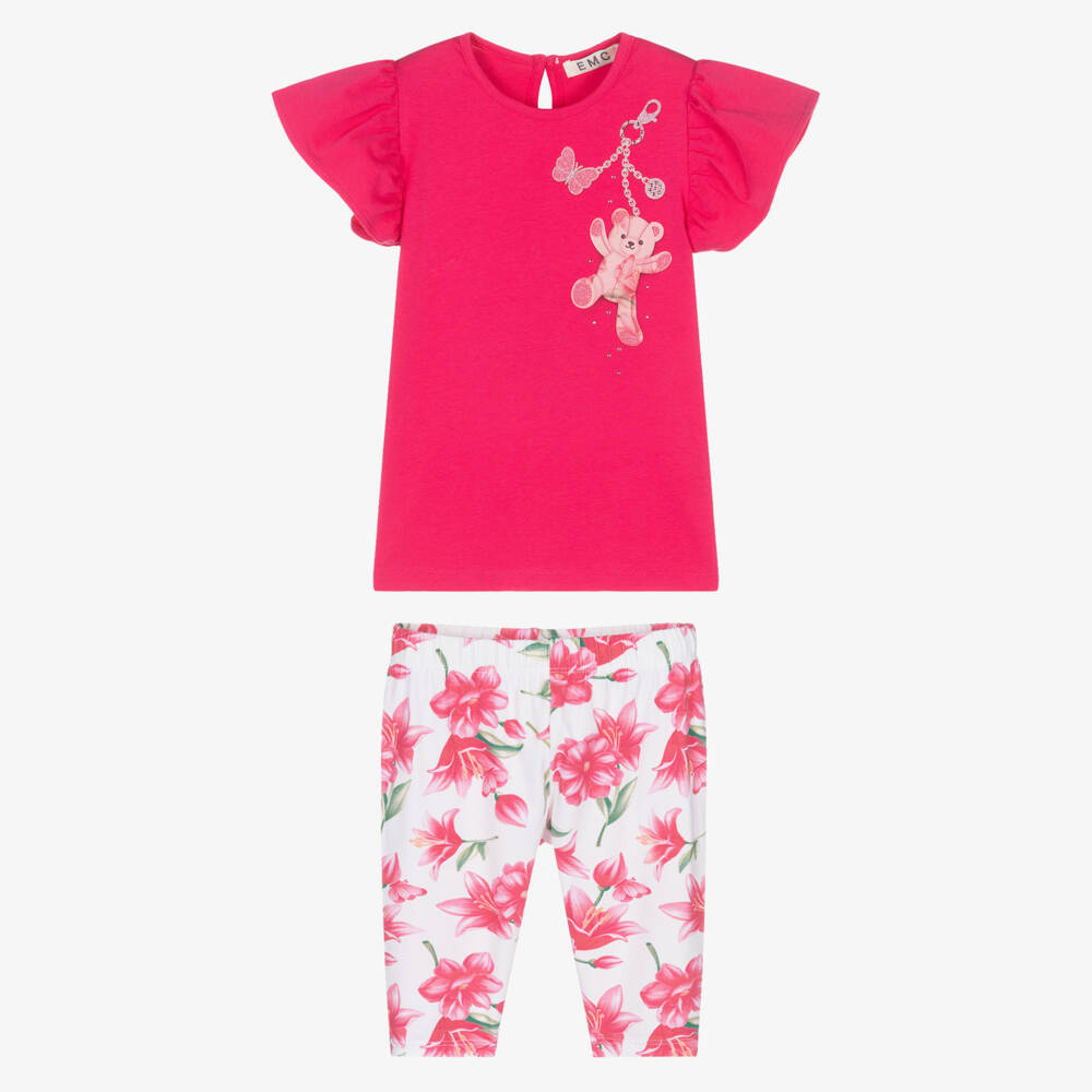 Everything Must Change-Girls Fuchsia Floral Leggings Ensemble | Childrensalon Outlet