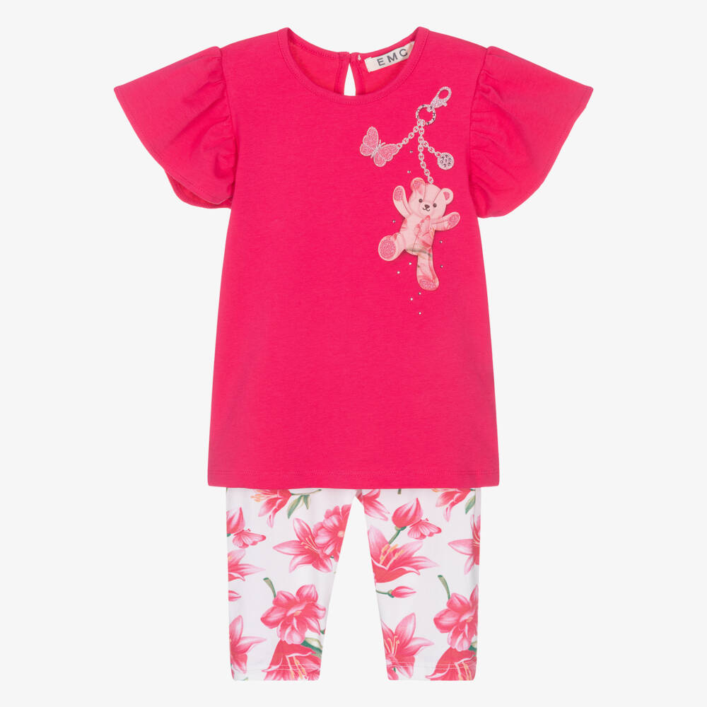 Everything Must Change-Girls Fuchsia Floral Leggings Ensemble | Childrensalon Outlet