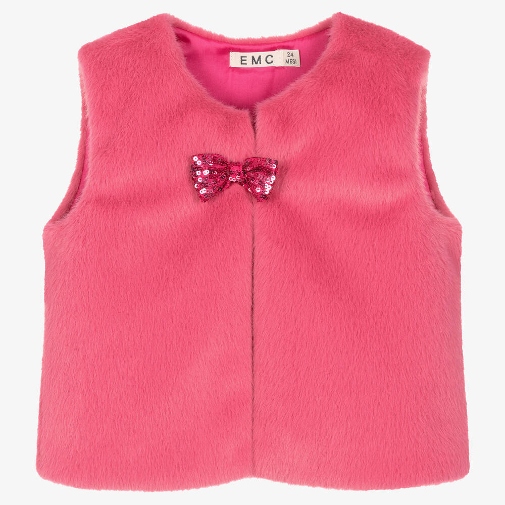 Everything Must Change - Girls Fuchsia Pink Faux Fur Gilet | Childrensalon