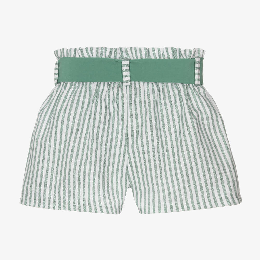 Everything Must Change-شورت قطن أكسفورد مقلم لون أخضر وأبيض للبنات | Childrensalon Outlet