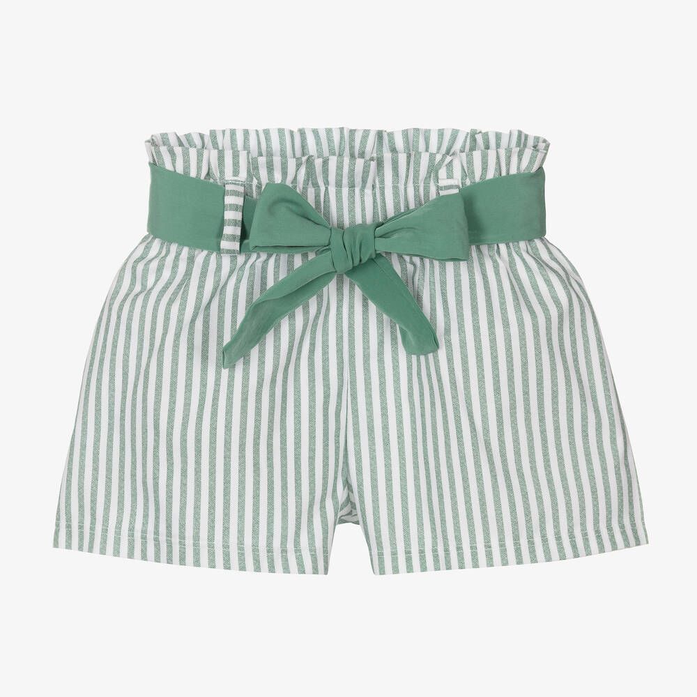 Everything Must Change - Girls Green & White Striped Shorts | Childrensalon