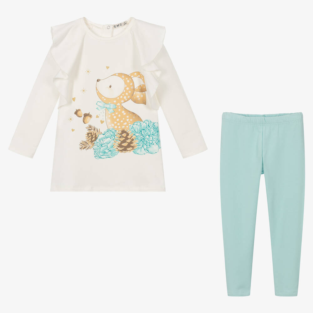 Everything Must Change-Кремовый топ и голубые легинсы | Childrensalon Outlet