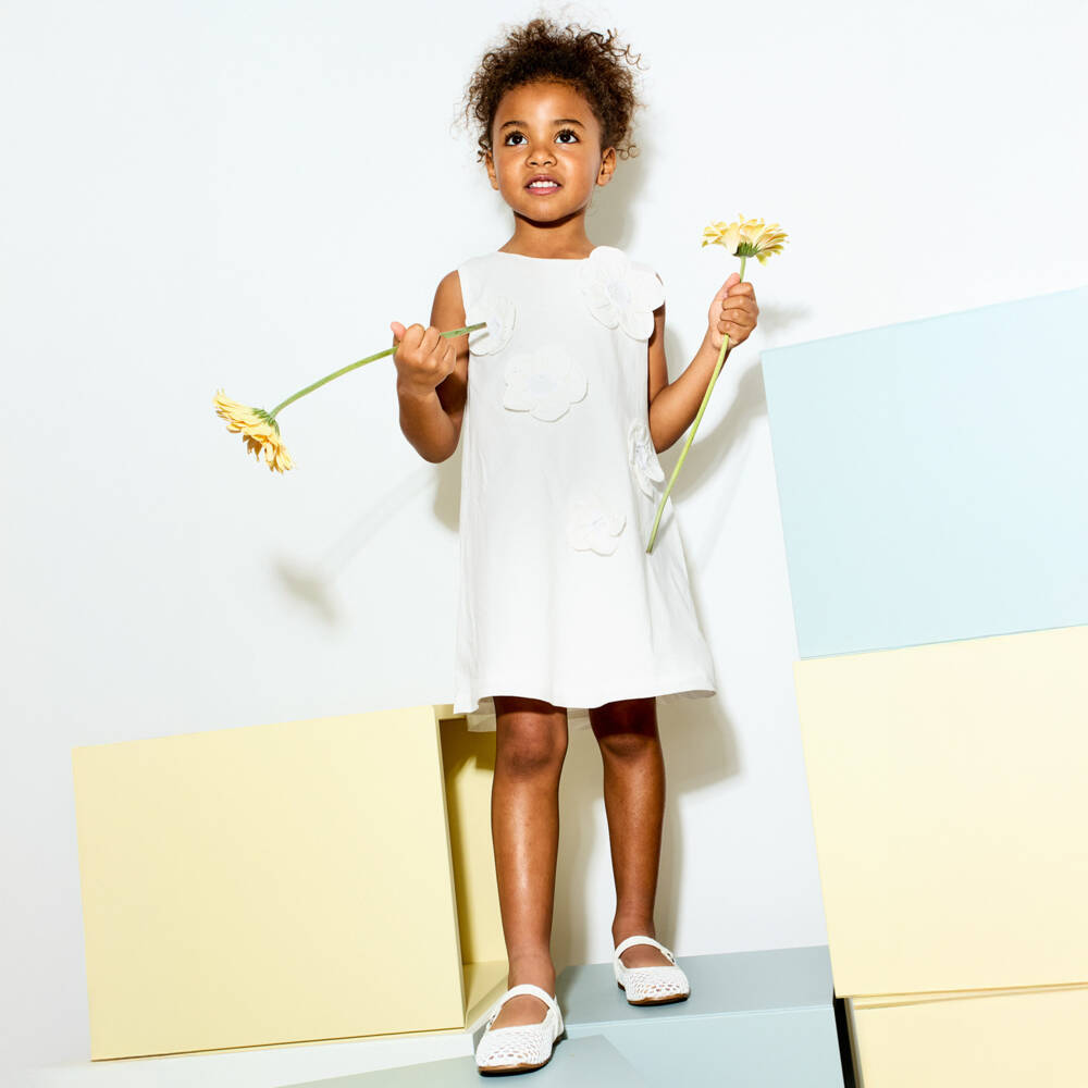 Everything Must Change-Girls Ivory Broderie Flower Dress | Childrensalon Outlet