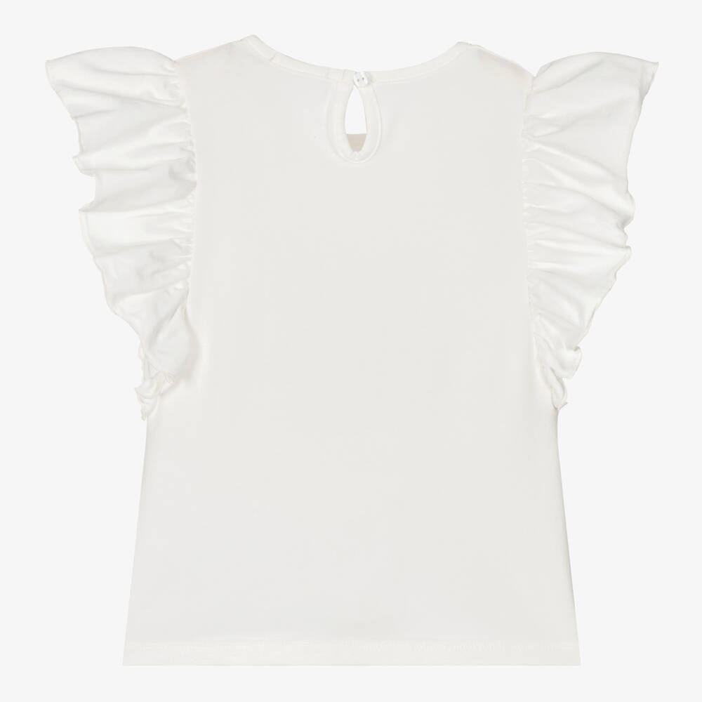 Everything Must Change-Кремовая хлопковая футболка с рюшами | Childrensalon Outlet