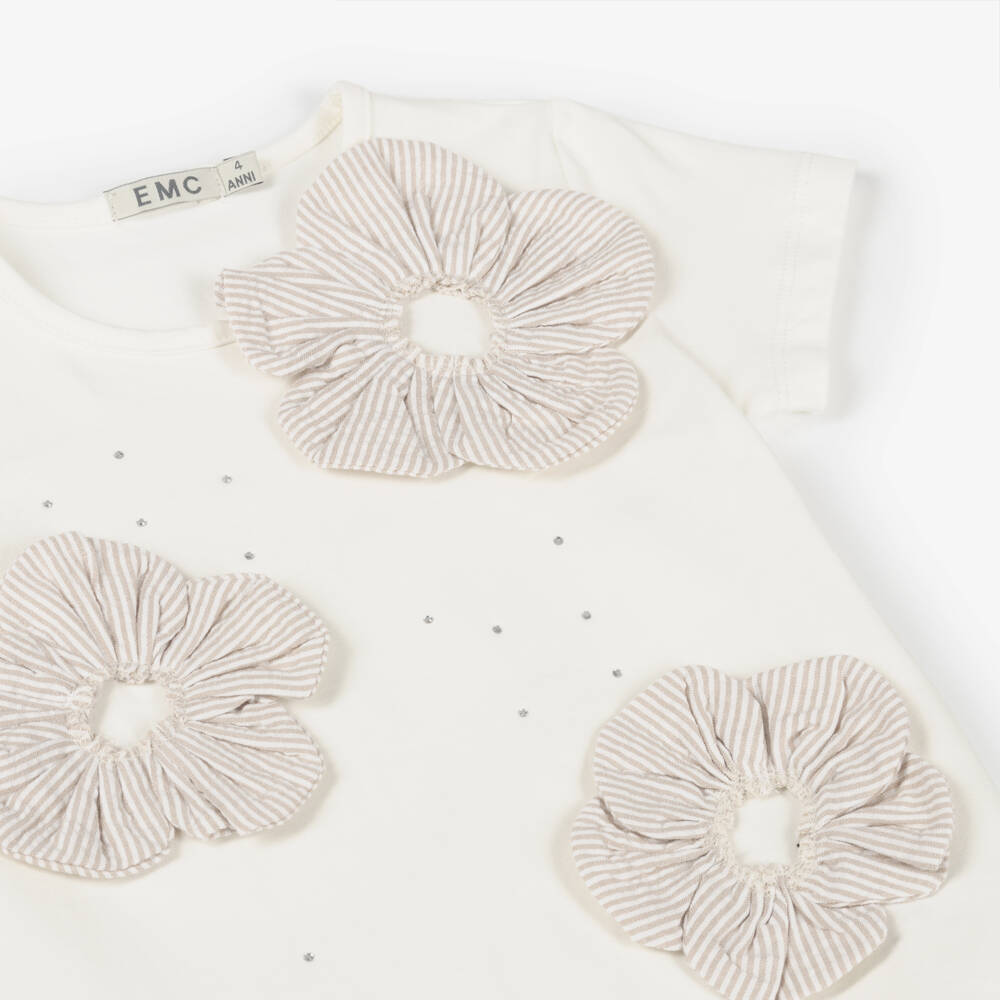 Everything Must Change-Girls Ivory Floral Accent Top | Childrensalon Outlet