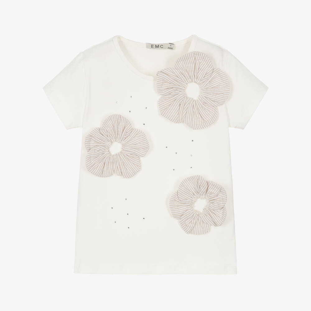 Everything Must Change-Girls Ivory Floral Accent Top | Childrensalon Outlet