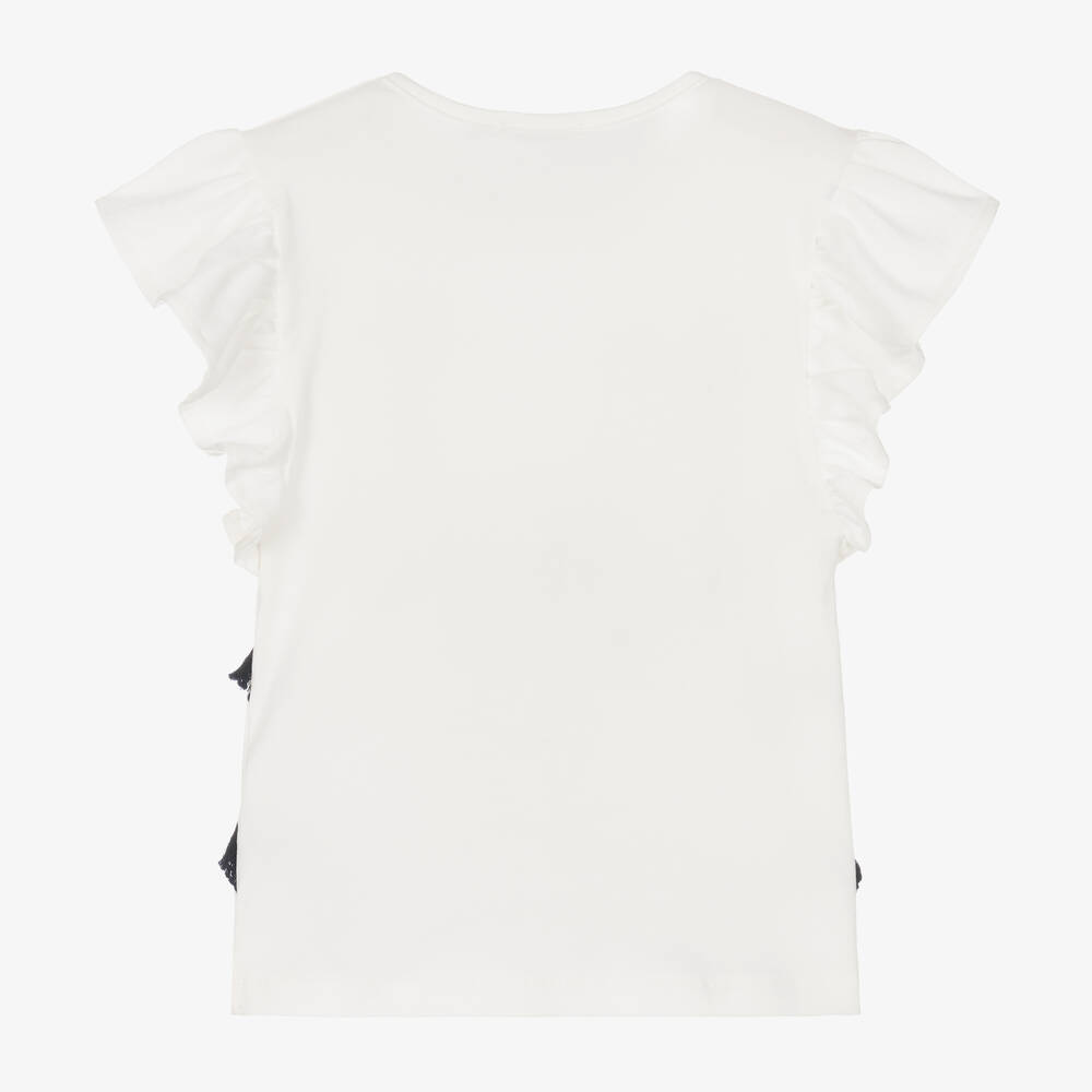 Everything Must Change-Girls Ivory Fringed Cotton T-Shirt | Childrensalon Outlet