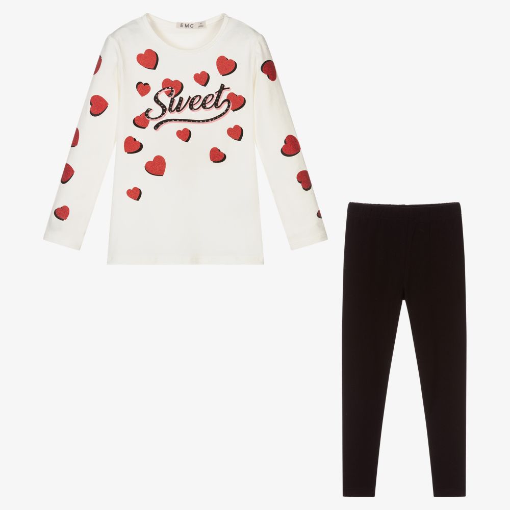Everything Must Change-Girls Ivory Heart Leggings Set | Childrensalon Outlet
