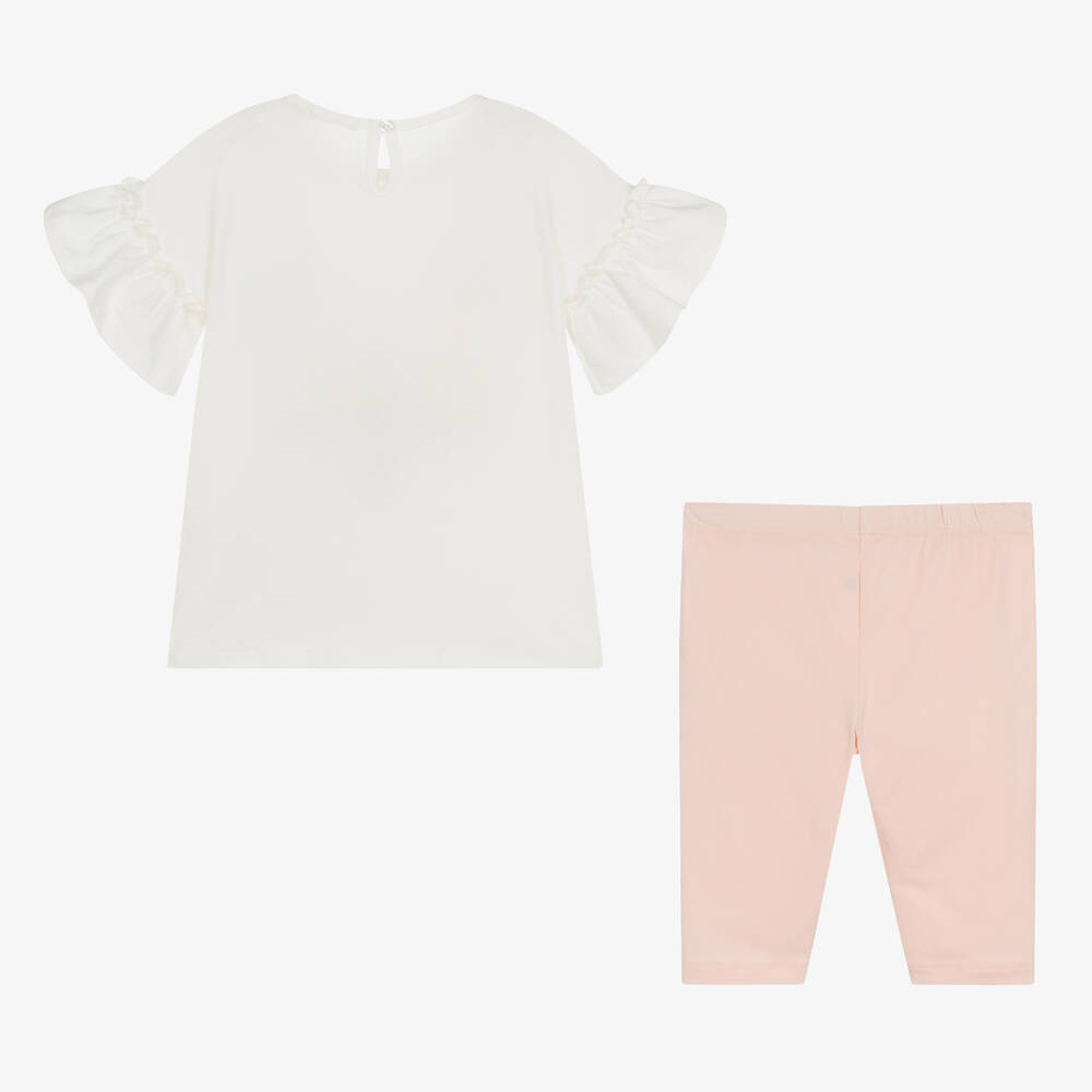 Everything Must Change-Girls Ivory & Pink Cotton Leggings Set | Childrensalon Outlet