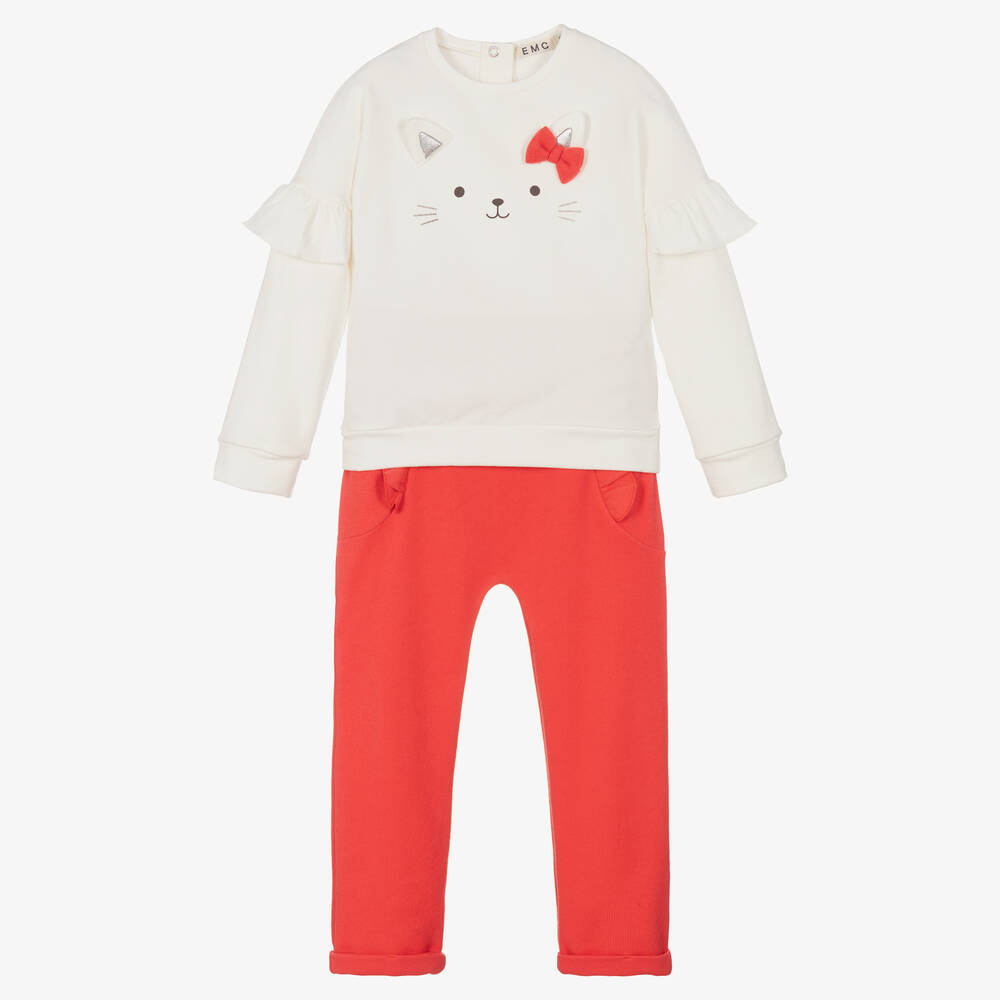 Everything Must Change - Girls Ivory & Red Trouser Set | Childrensalon