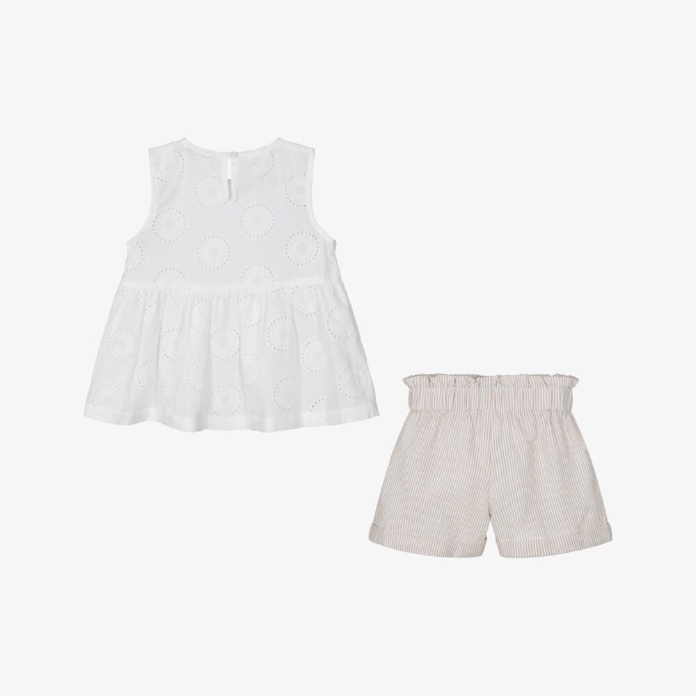 Everything Must Change-Girls Ivory & Sand Cotton Ensemble | Childrensalon Outlet