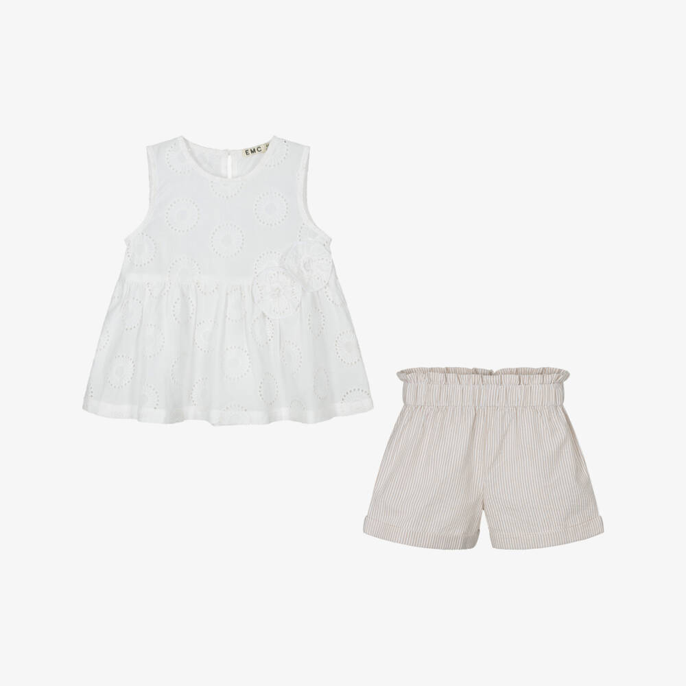Everything Must Change-Girls Ivory & Sand Cotton Ensemble | Childrensalon Outlet