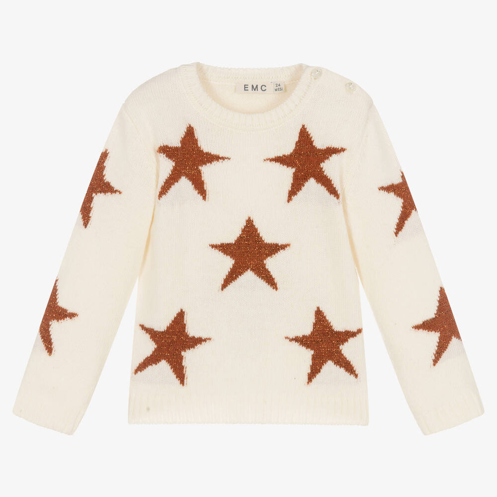 Everything Must Change - Girls Ivory Star Knitted Sweater | Childrensalon