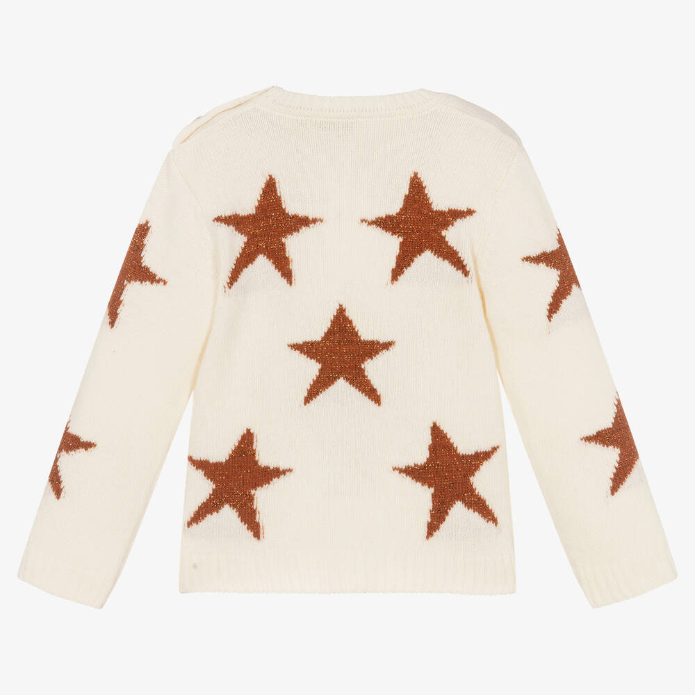 Everything Must Change-Girls Ivory Star Knitted Sweater | Childrensalon Outlet