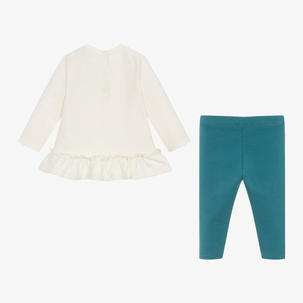 Everything Must Change-Girls Ivory & Teal Jersey Set | Childrensalon Outlet