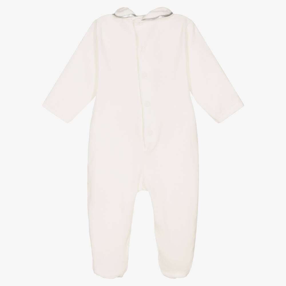 Everything Must Change-Girls Ivory Velour Babygrow | Childrensalon Outlet