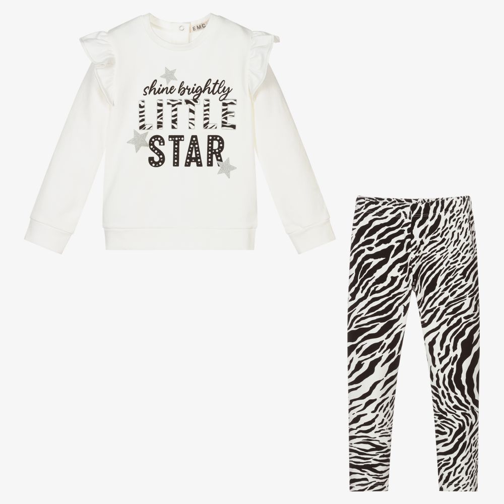 Everything Must Change-Girls Ivory Zebra Leggings Set | Childrensalon Outlet