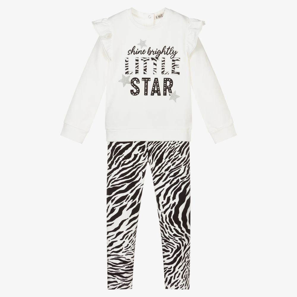 Everything Must Change - Girls Ivory Zebra Leggings Set | Childrensalon