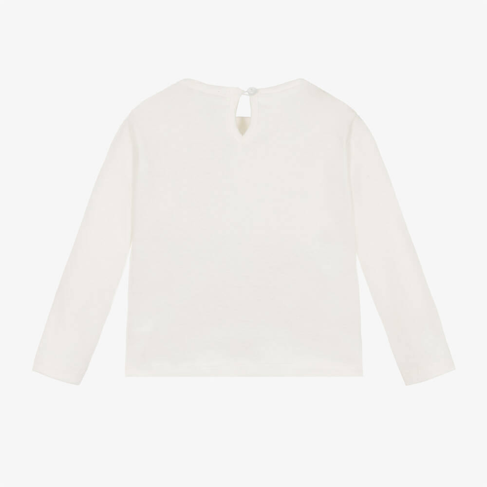 Everything Must Change-Girls Long-Sleeve Ivory Bear Top | Childrensalon Outlet