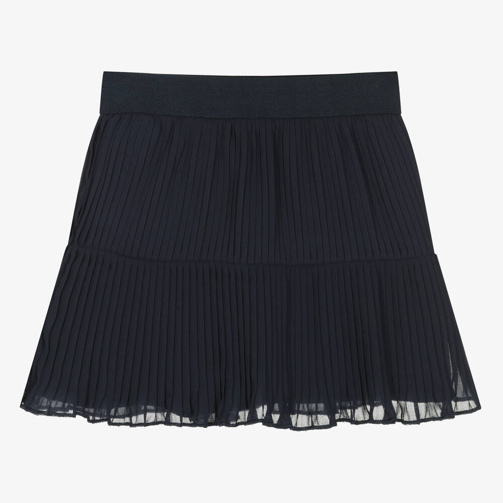 Girls Navy Blue Pleated Chiffon Skirt